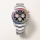 Daytona Rainbow White Gold Black Diamond Dial Sapphire Bezel Men's Watch