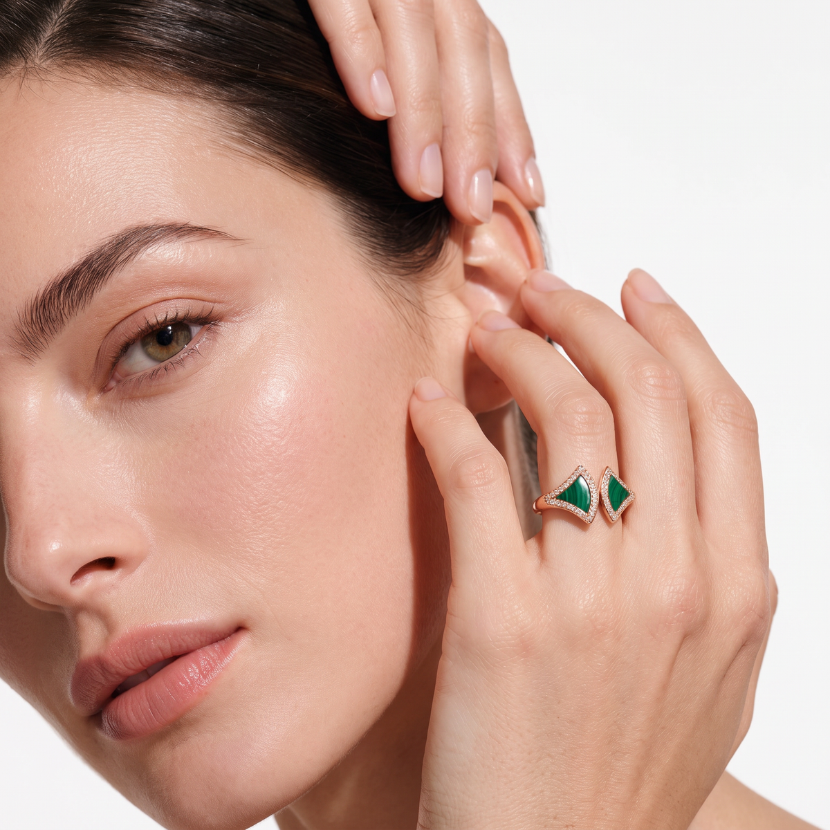 Diva's Dream Paved Malachite Ring