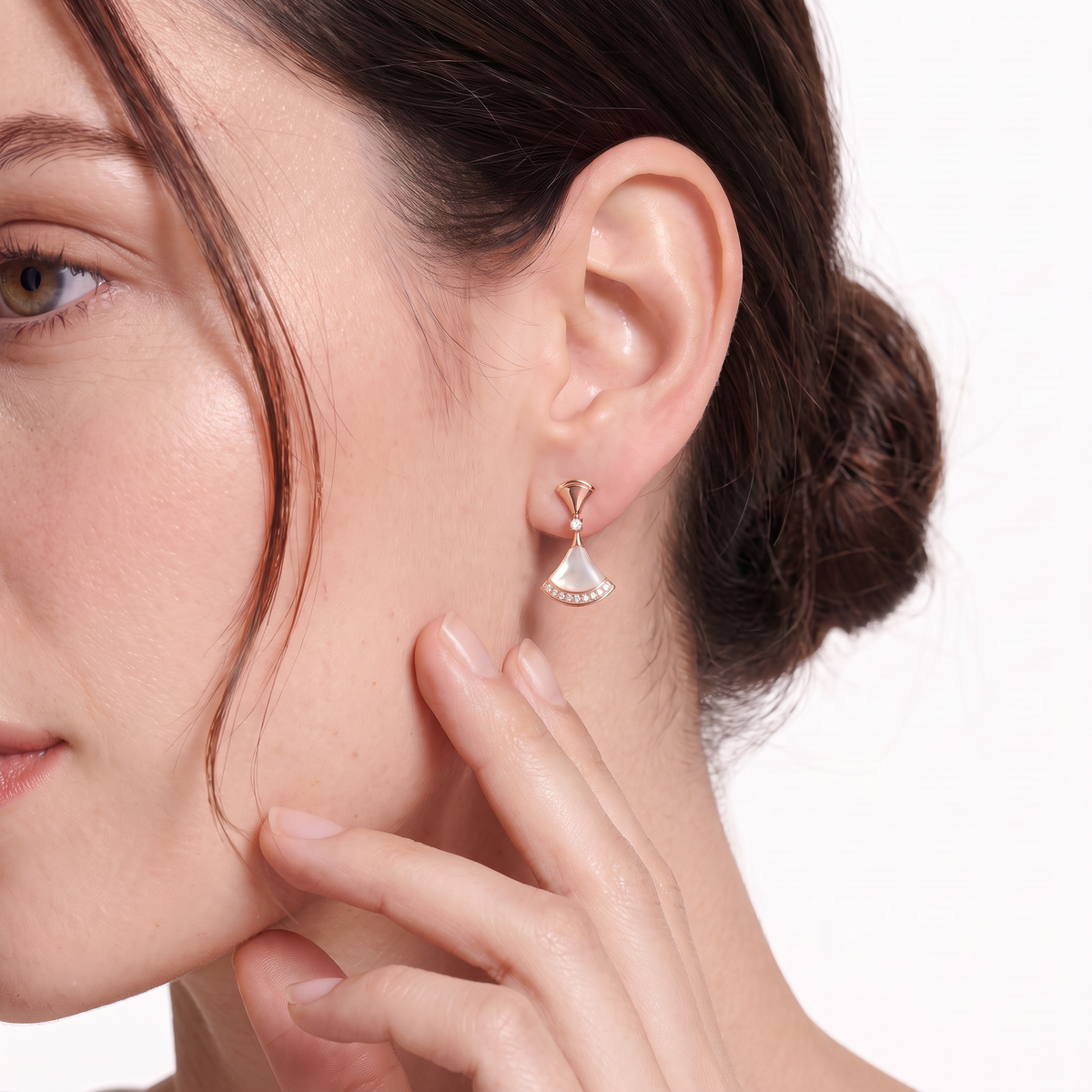 Diva's Dream Paved Mother Of Pearl Drop Earrings