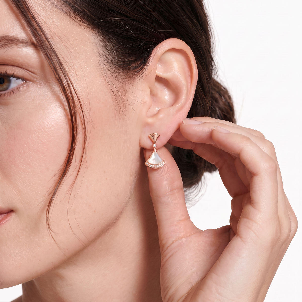 Diva's Dream Paved Mother Of Pearl Drop Earrings
