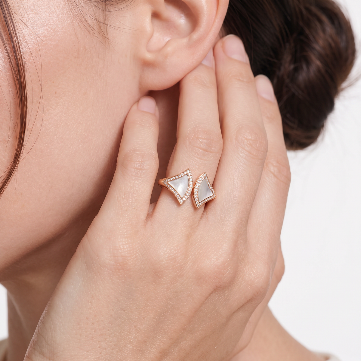 Diva's Dream Paved Mother Of Pearl Ring