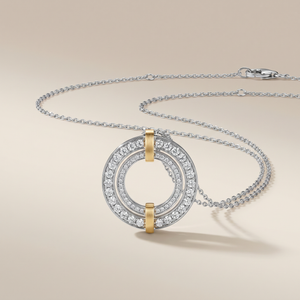 Edge Circle Pavé Diamond Pendant Necklace