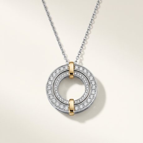 Edge Circle Pavé Diamond Pendant Necklace