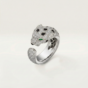 Panther Head Open Pavé Ring