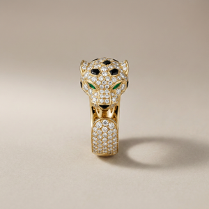 Panther Head Open Pavé Ring