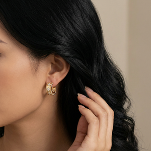 Perlée Clovers Diamonds Hoop Earrings