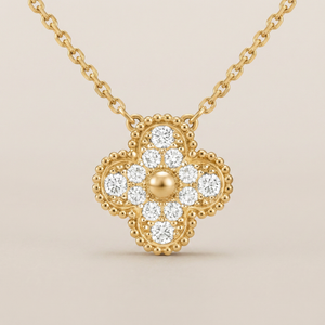 Sweet Alhambra Pavé Diamond Clover Necklace