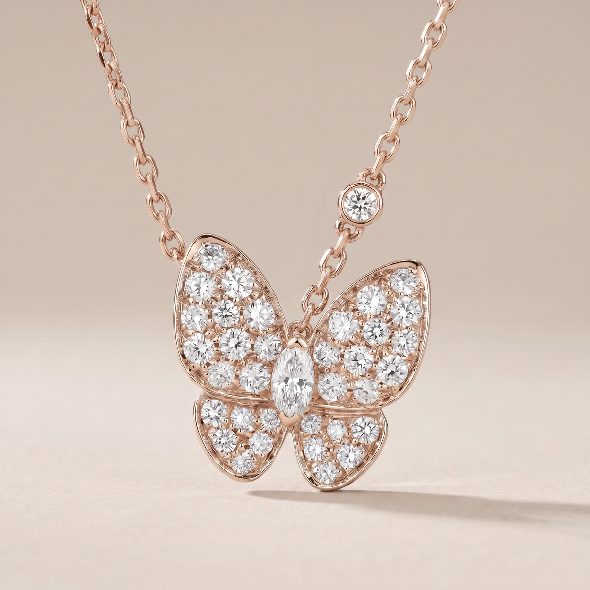 Two Butterfly Diamond Necklace