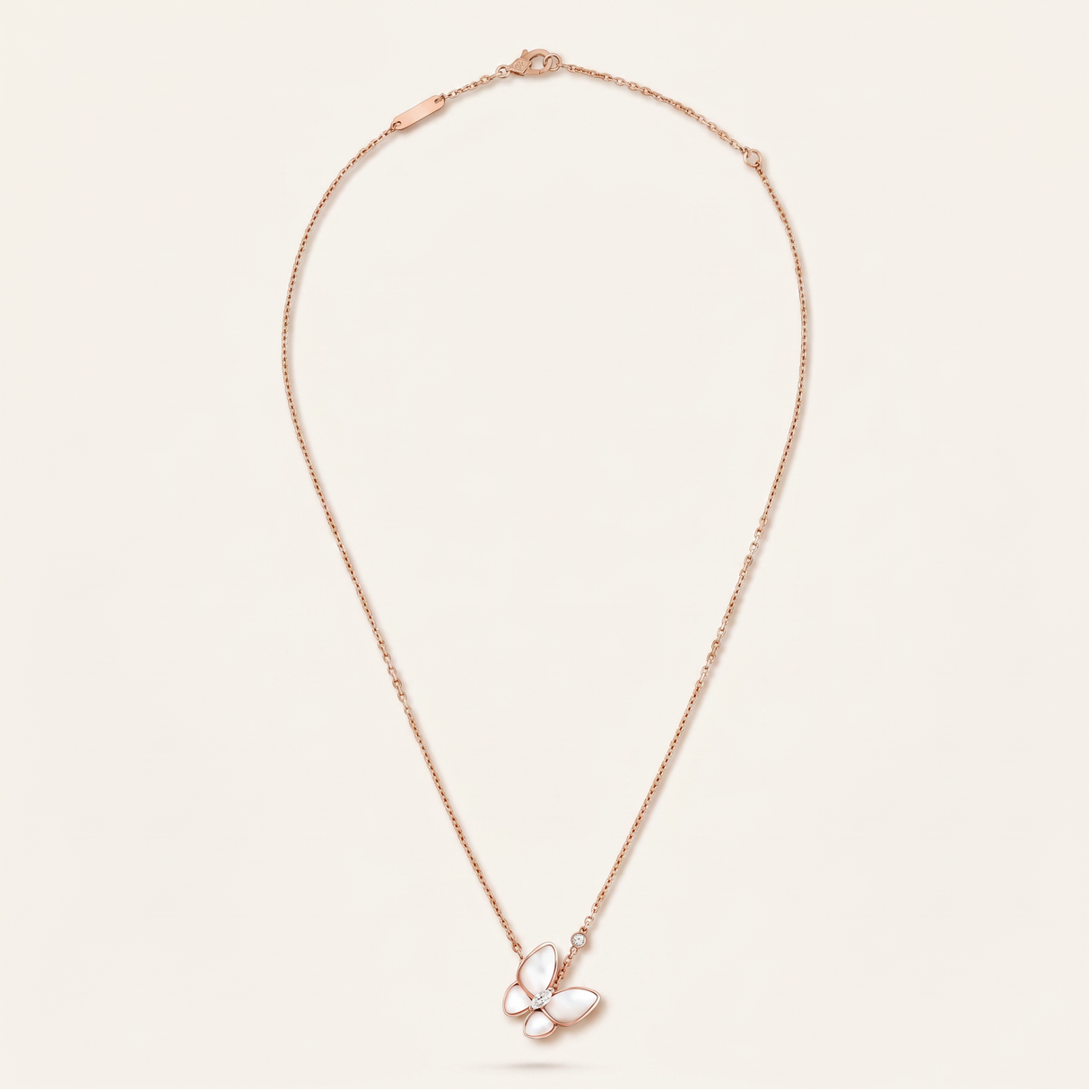 Two Butterfly Mother Of Pearl Necklace