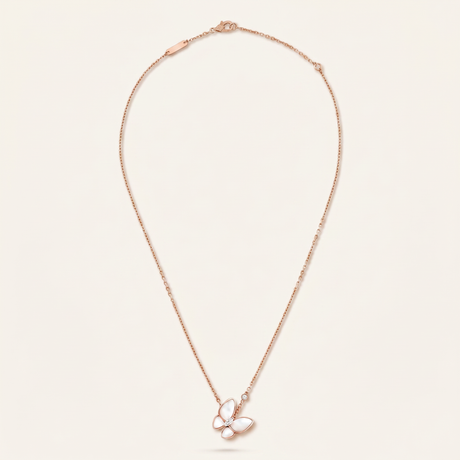 Two Butterfly Mother Of Pearl Necklace
