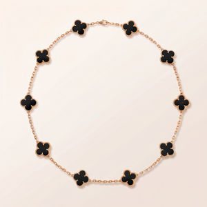 Vintage Alhambra Black 10 Motifs Necklace