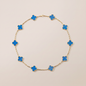 Vintage Alhambra Blue Agate 10 Motifs Necklace