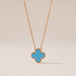 Vintage Alhambra Blue Agate Pendant Necklace