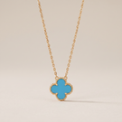 Vintage Alhambra Blue Agate Pendant Necklace