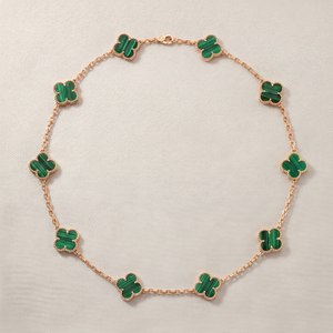 Vintage Alhambra Malachite 10 Motifs Necklace