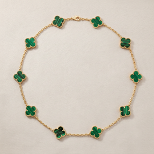 Vintage Alhambra Malachite 10 Motifs Necklace