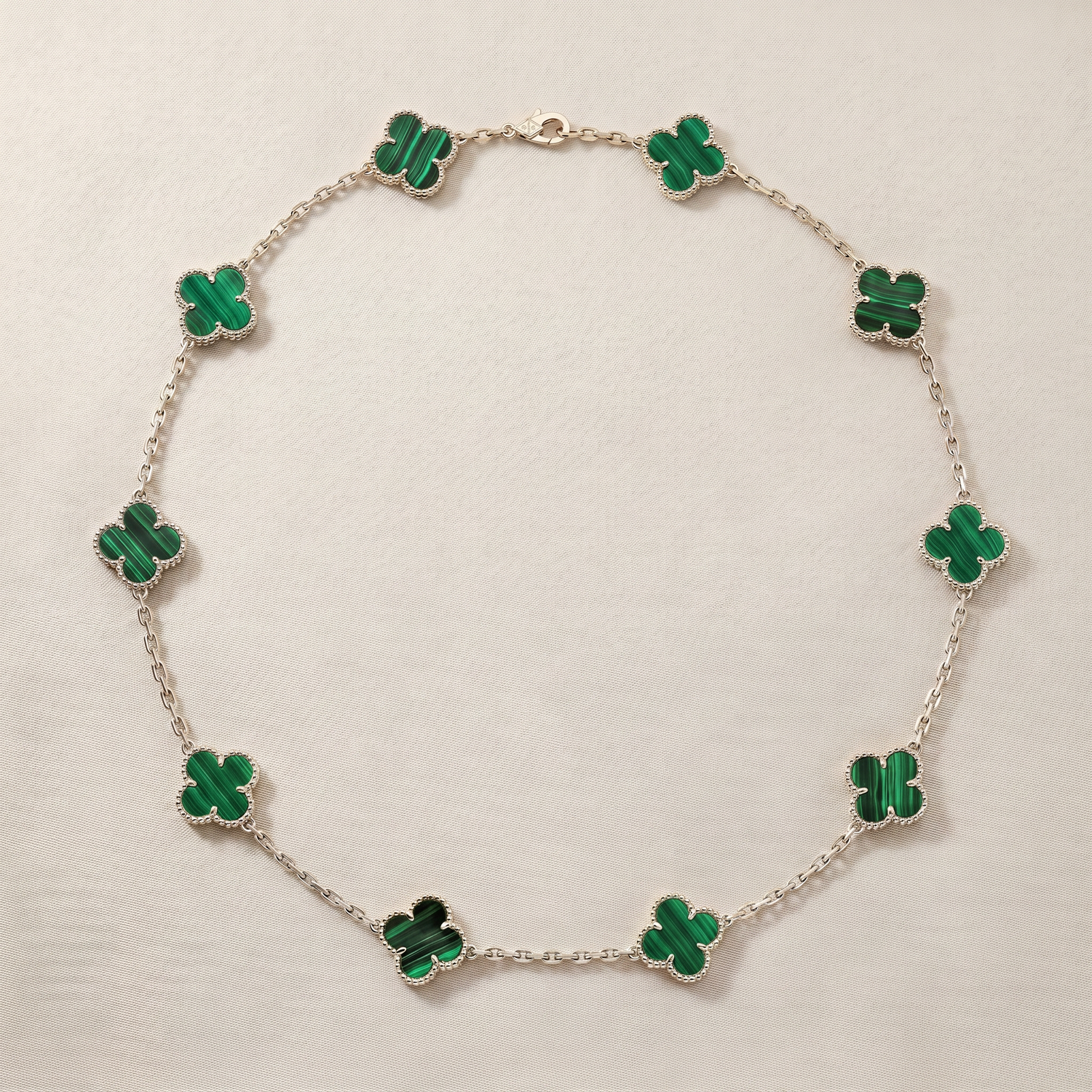 Vintage Alhambra Malachite 10 Motifs Necklace