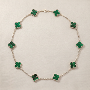 Vintage Alhambra Malachite 10 Motifs Necklace