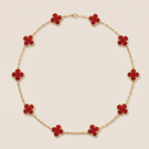 Vintage Alhambra Red Carnelian 10 Motifs Necklace