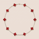 Vintage Alhambra Red Carnelian 10 Motifs Necklace