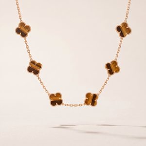Vintage Alhambra Tiger’s Eye 10 Motifs Necklace