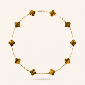 Vintage Alhambra Tiger’s Eye 10 Motifs Necklace