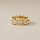 Wide Clover Perlée Diamonds Ring