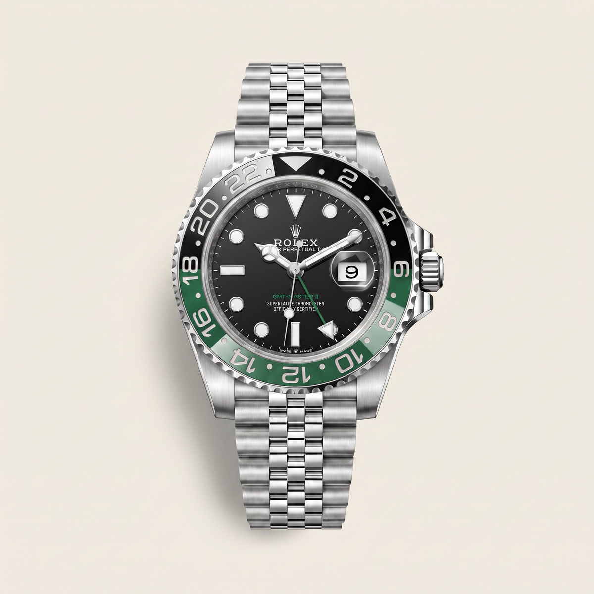 GMT Master II 126720 Sprite Bezel Steel Black Dial Automatic Men's Watch