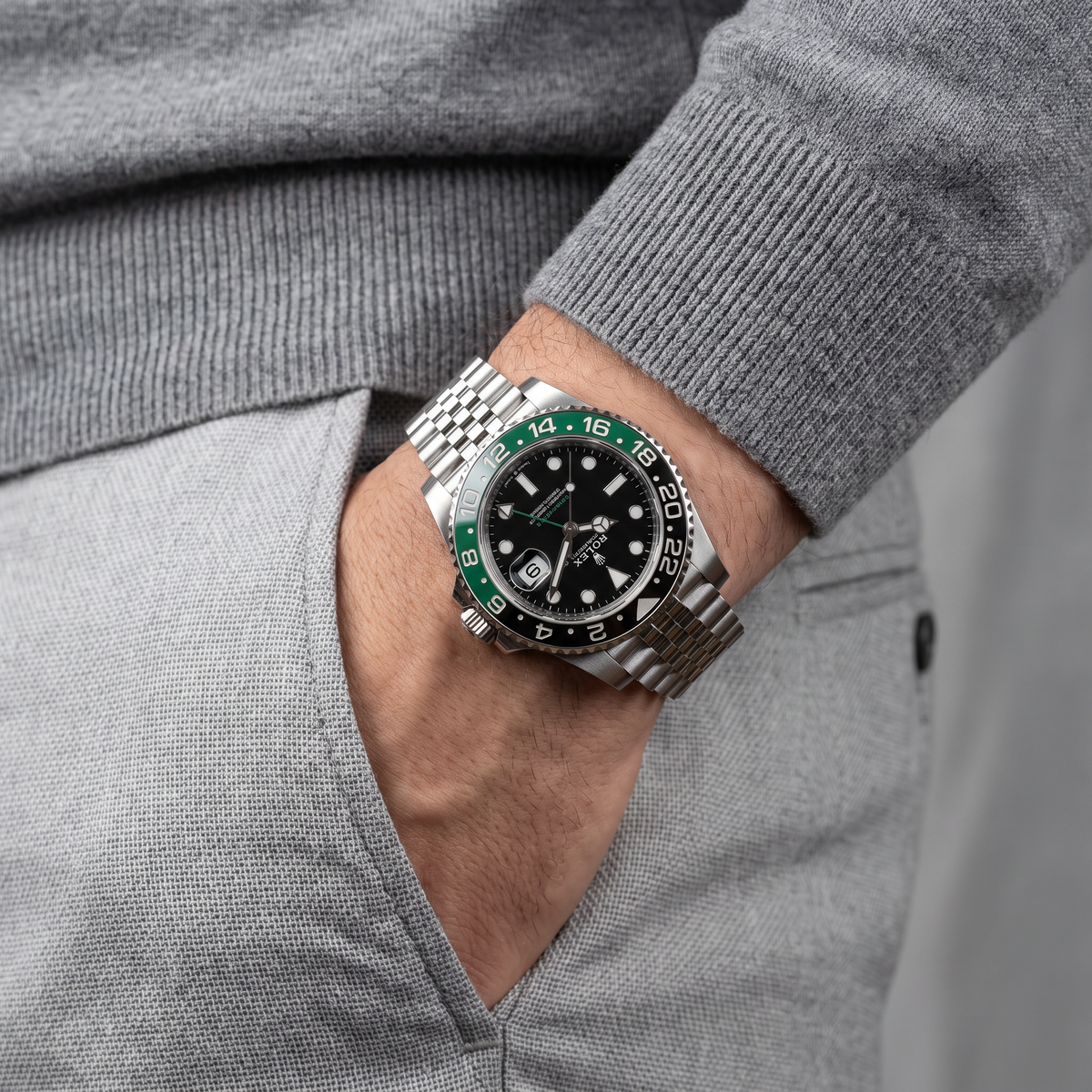 GMT Master II 126720 Sprite Bezel Steel Black Dial Automatic Men's Watch