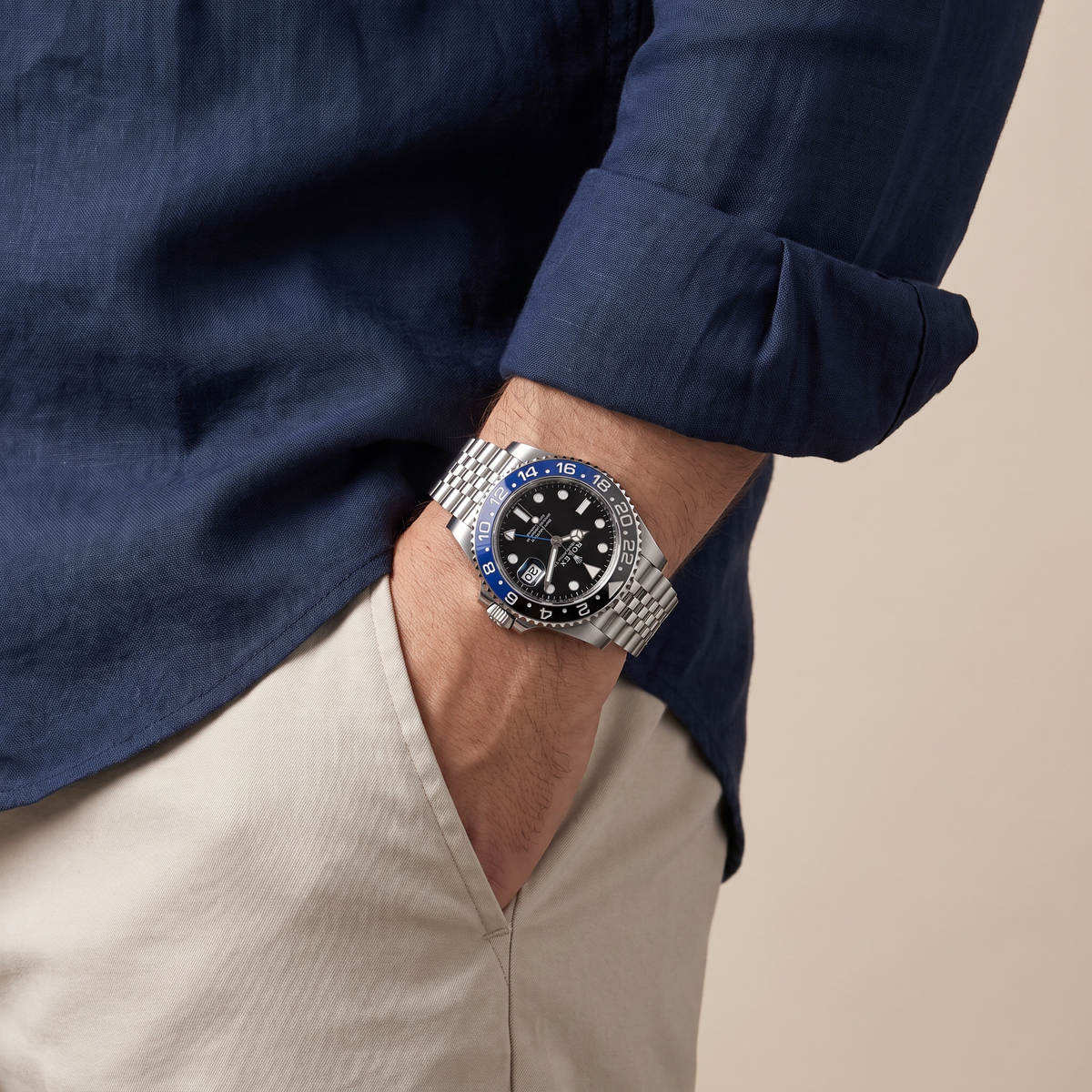 GMT-Master II  Steel Black Blue Batman Bezel Men's Watch