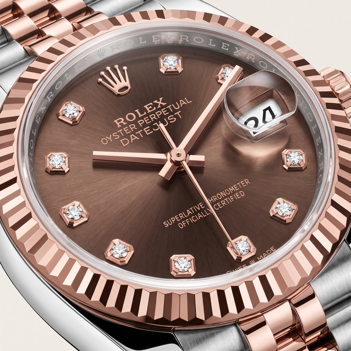 Lady-Datejust Chocolate Diamond Dial Everose Watch