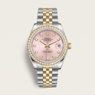 Lady-Datejust Metallic Pink Diamond Dial Two Tone Automatic Watch