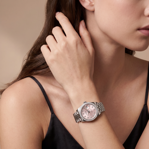 Lady-Datejust Pink Diamond Dial And Bezel Women's Watch