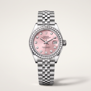 Lady-Datejust Pink Diamond Dial And Bezel Women's Watch