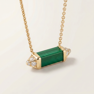 Les Berlingots De Malachite Pavé Diamonds Necklace