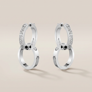 Love Double Pavé Diamonds Hoop Earrings