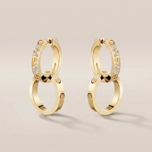 Love Double Pavé Diamonds Hoop Earrings