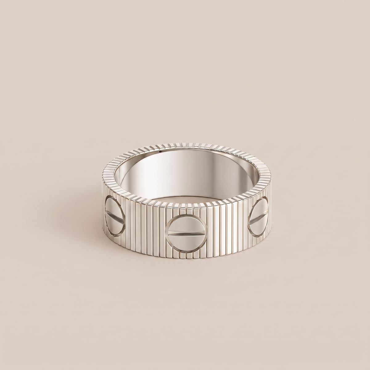 Love Ribbed Screw Accent Ring