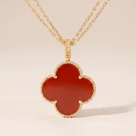 Magic Alhambra One Motif Carnelian Clover Necklace