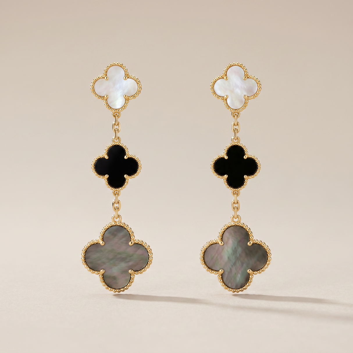 Magic Alhambra Three Pearls Motifs Earrings
