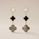 Magic Alhambra Three Pearls Motifs Earrings