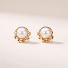 Olive Leaf Pearls Stud Earrings