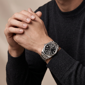 Oyster Perpetual Black Dial And Smooth Bezel Automatic Watch