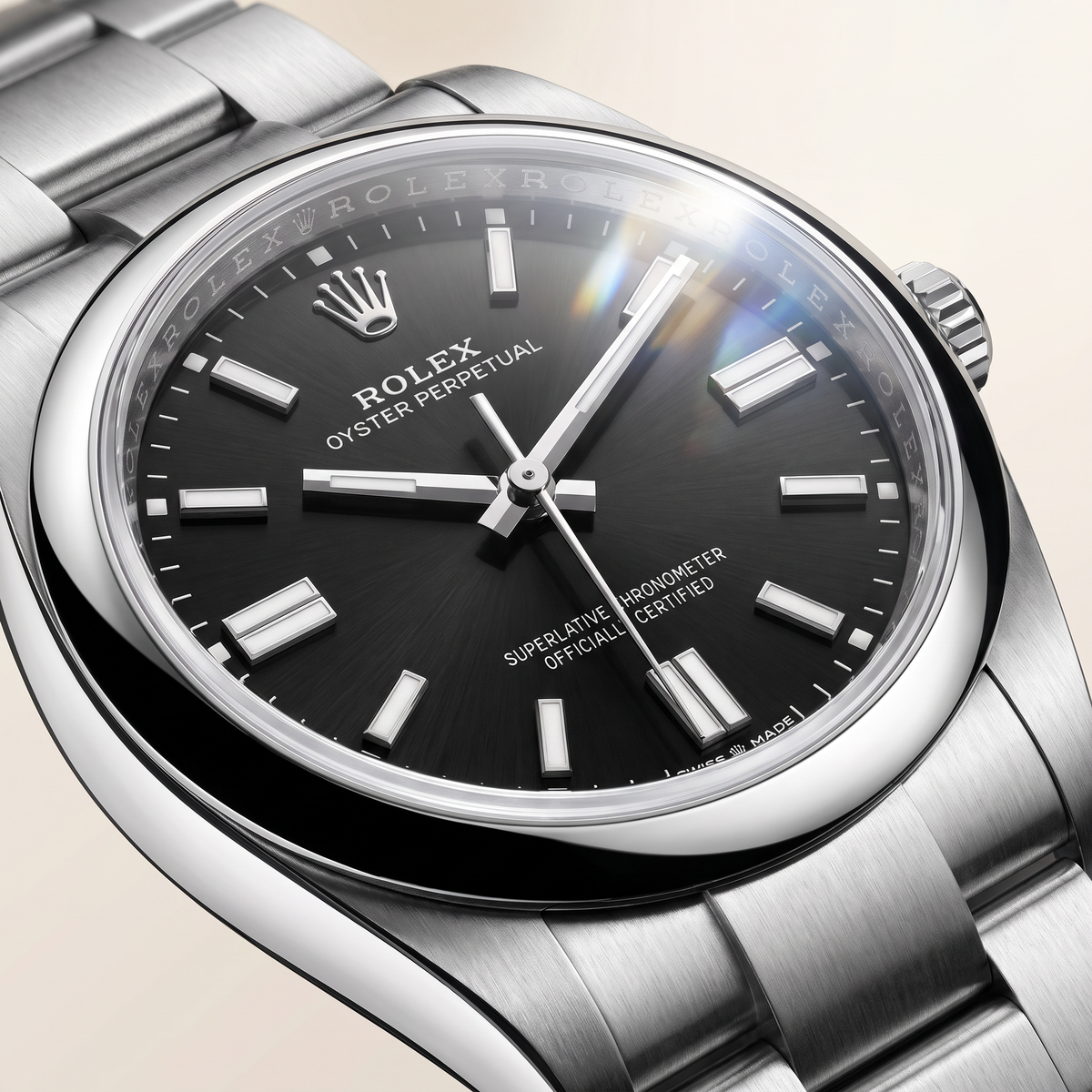 Oyster Perpetual Black Dial And Smooth Bezel Automatic Watch