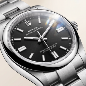 Oyster Perpetual Black Dial And Smooth Bezel Automatic Watch