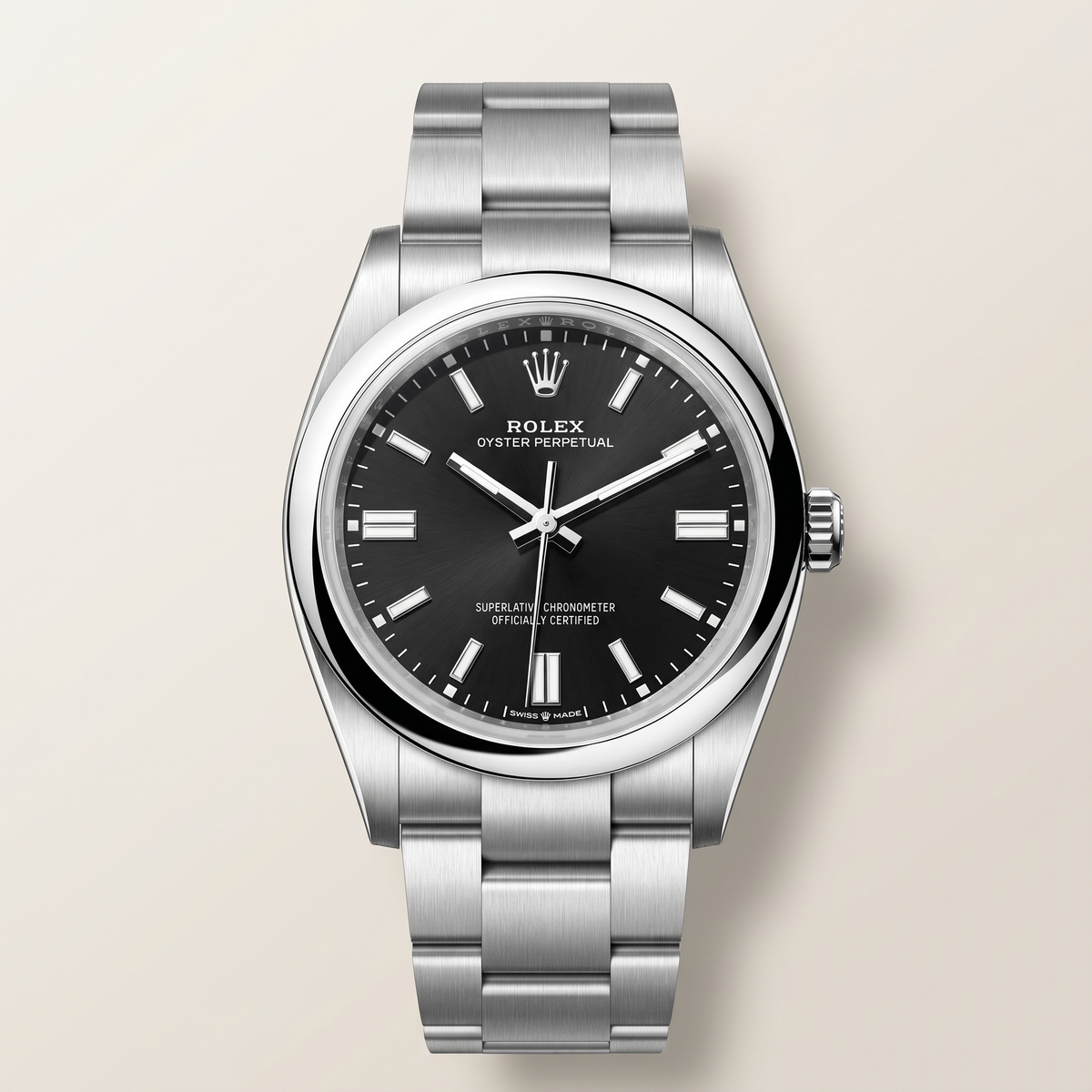 Oyster Perpetual Black Dial And Smooth Bezel Automatic Watch