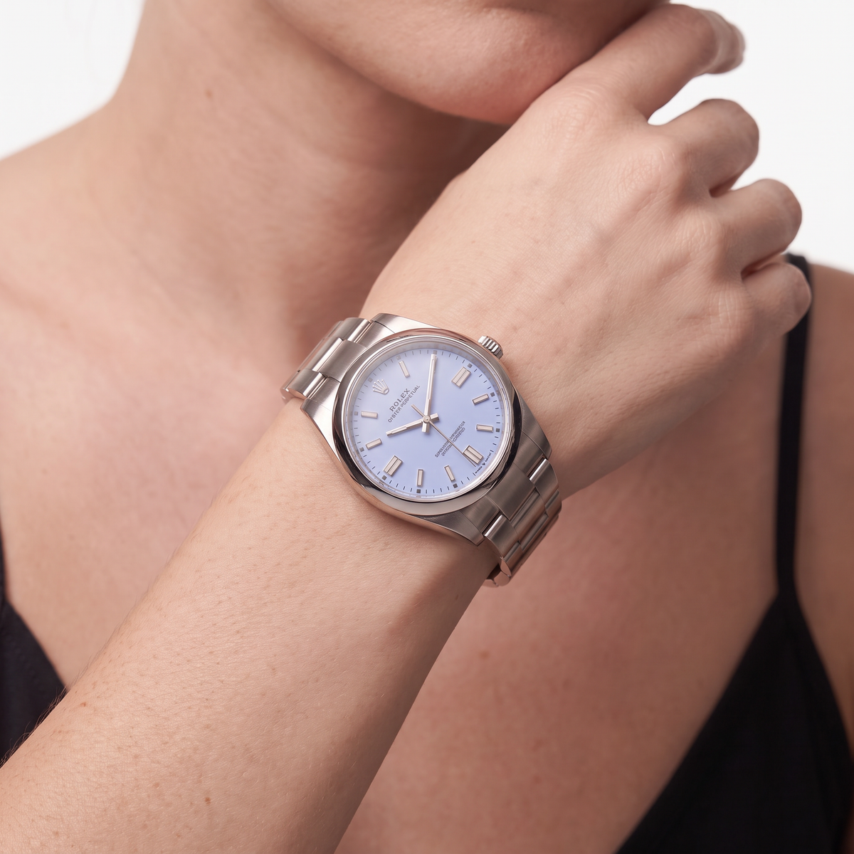 Oyster Perpetual Purple Dial And Smooth Bezel Watch