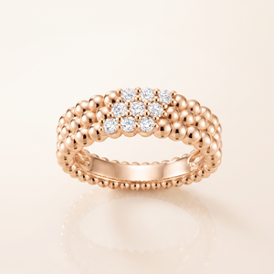 Perlée 3 Row Beaded Mixed Diamond Ring