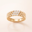 Perlée 3 Row Beaded Mixed Diamond Ring