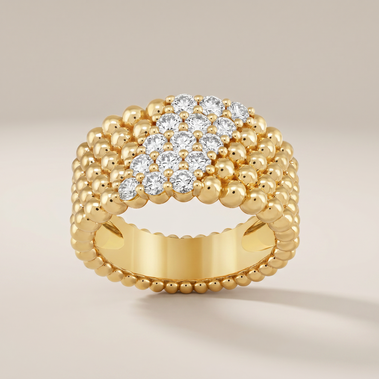 Perlée Five Row Pavé Ring